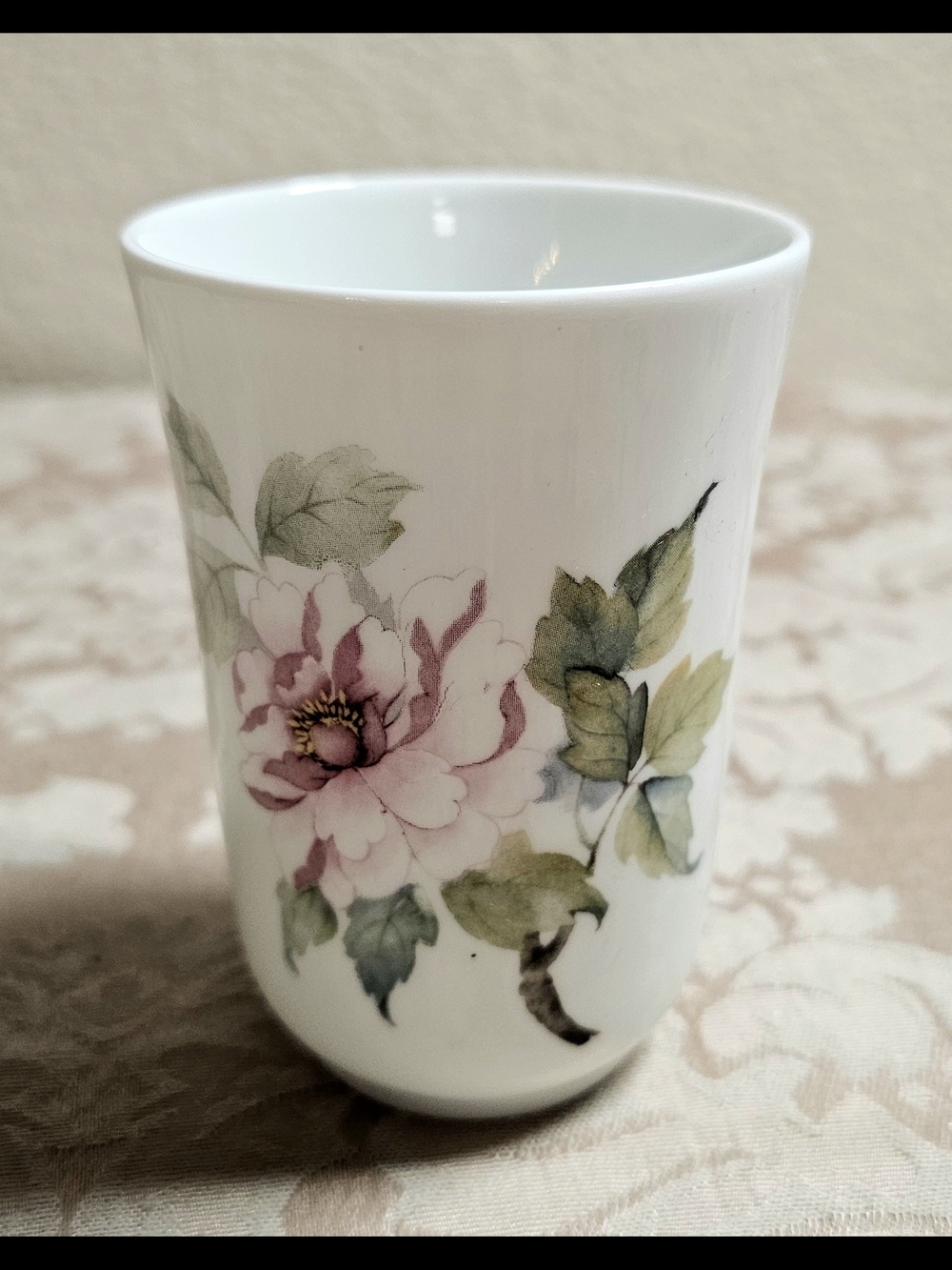 Vintage Floral Porcelain Tumbler in By Liette International Pink Rose